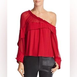 Ramy Brook One Shoulder Silk Red Top XS